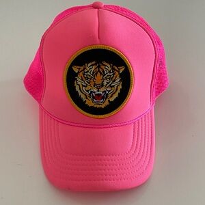 Aviator Nation Hot Pink Trucker Hat with Tiger Patch